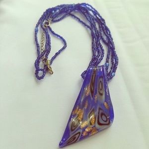 Vintage Glass Pendant Necklace